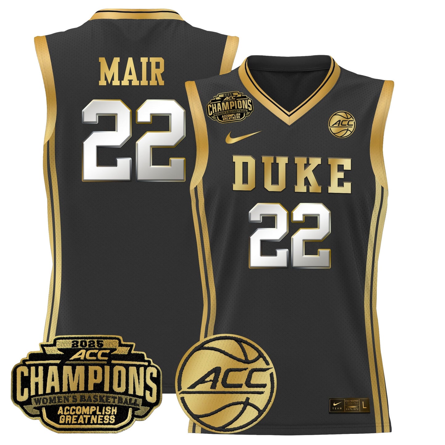Men's Size - Duke Blue Devils 2025 ACC Women's Conference Tournament Champions Lightweight Basketball Jersey - All Stitched