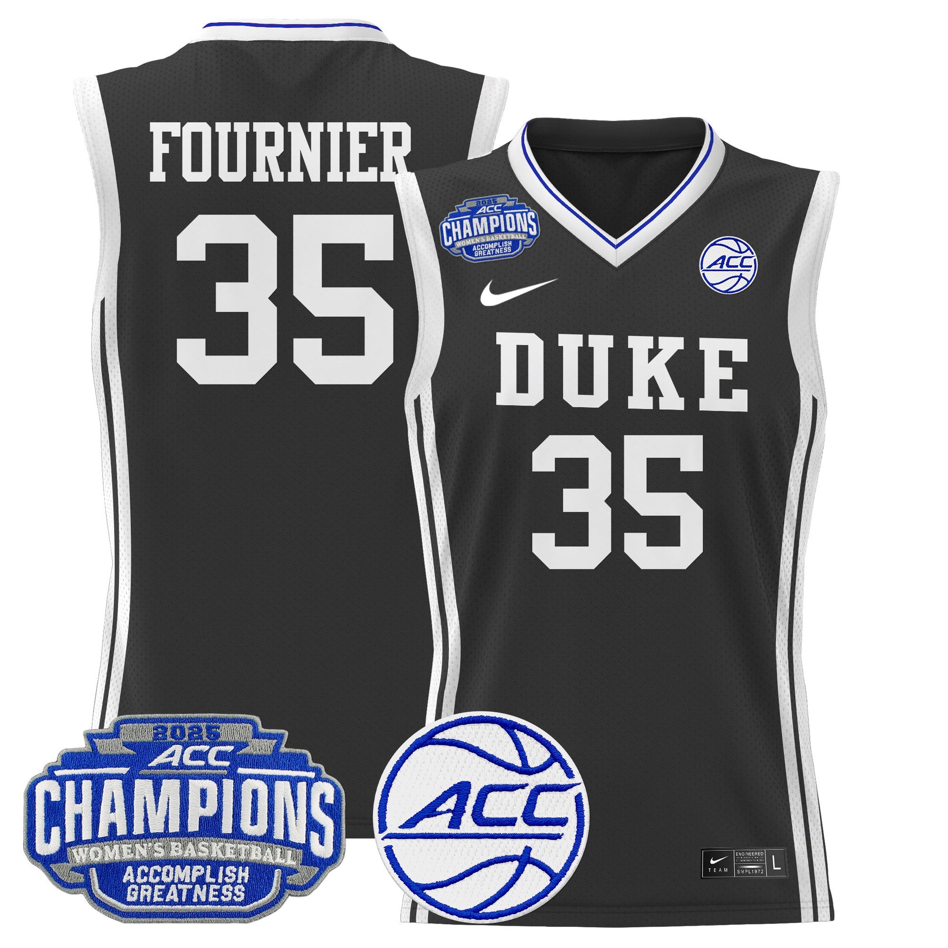 Men's Size - Duke Blue Devils 2025 ACC Women's Conference Tournament Champions Lightweight Basketball Jersey - All Stitched