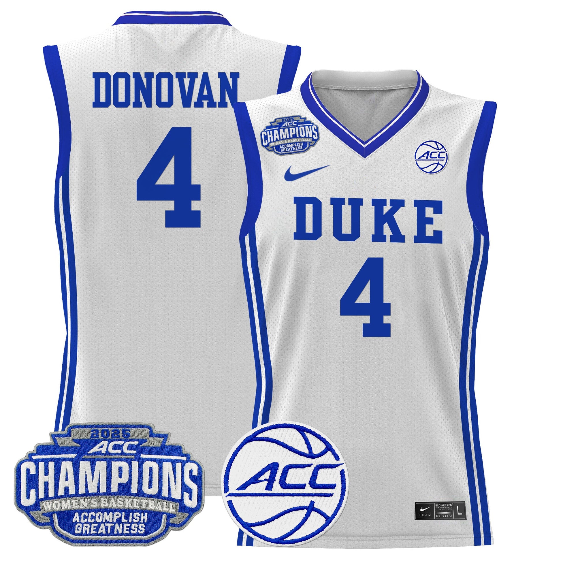 Men's Size - Duke Blue Devils 2025 ACC Women's Conference Tournament Champions Lightweight Basketball Jersey - All Stitched