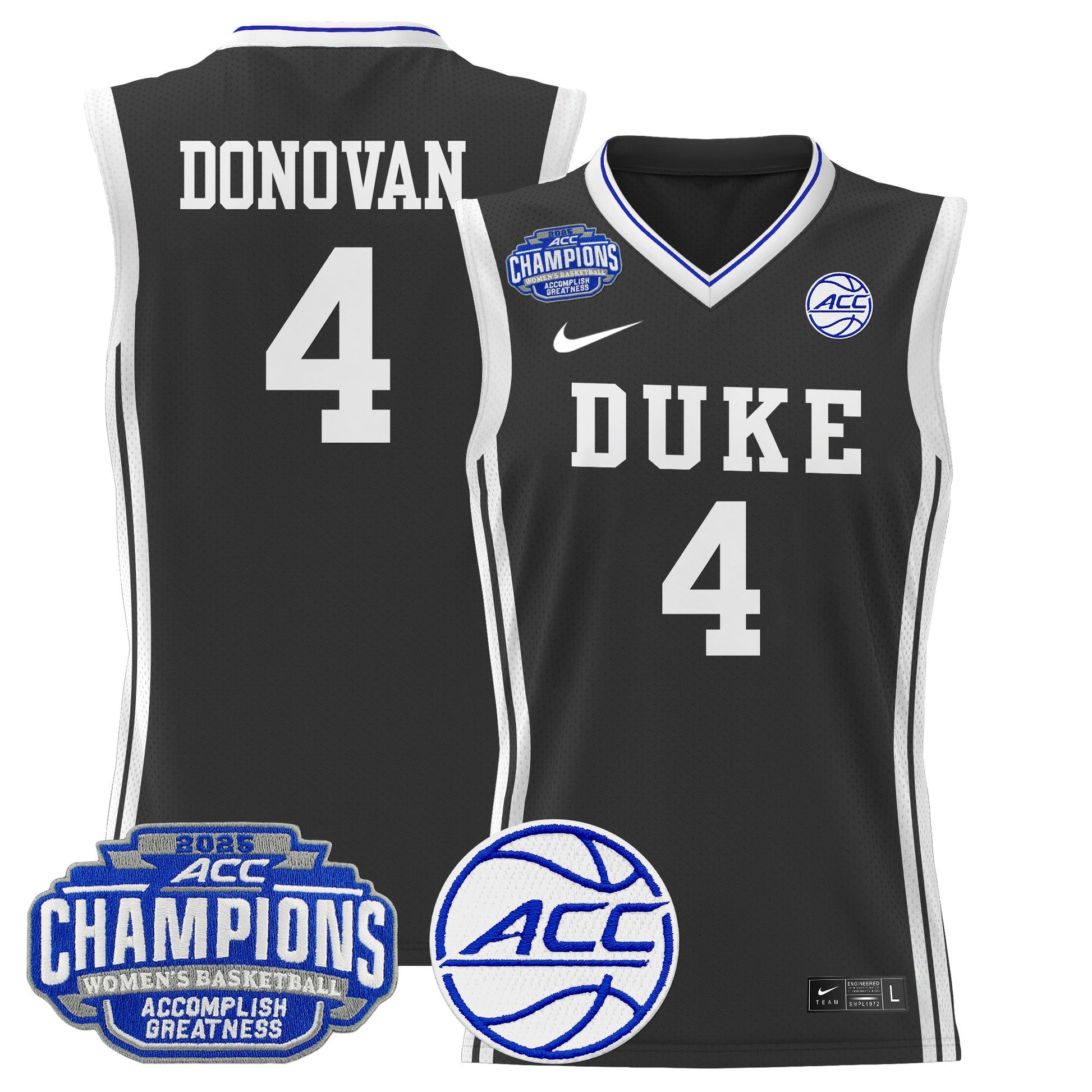Men's Size - Duke Blue Devils 2025 ACC Women's Conference Tournament Champions Lightweight Basketball Jersey - All Stitched