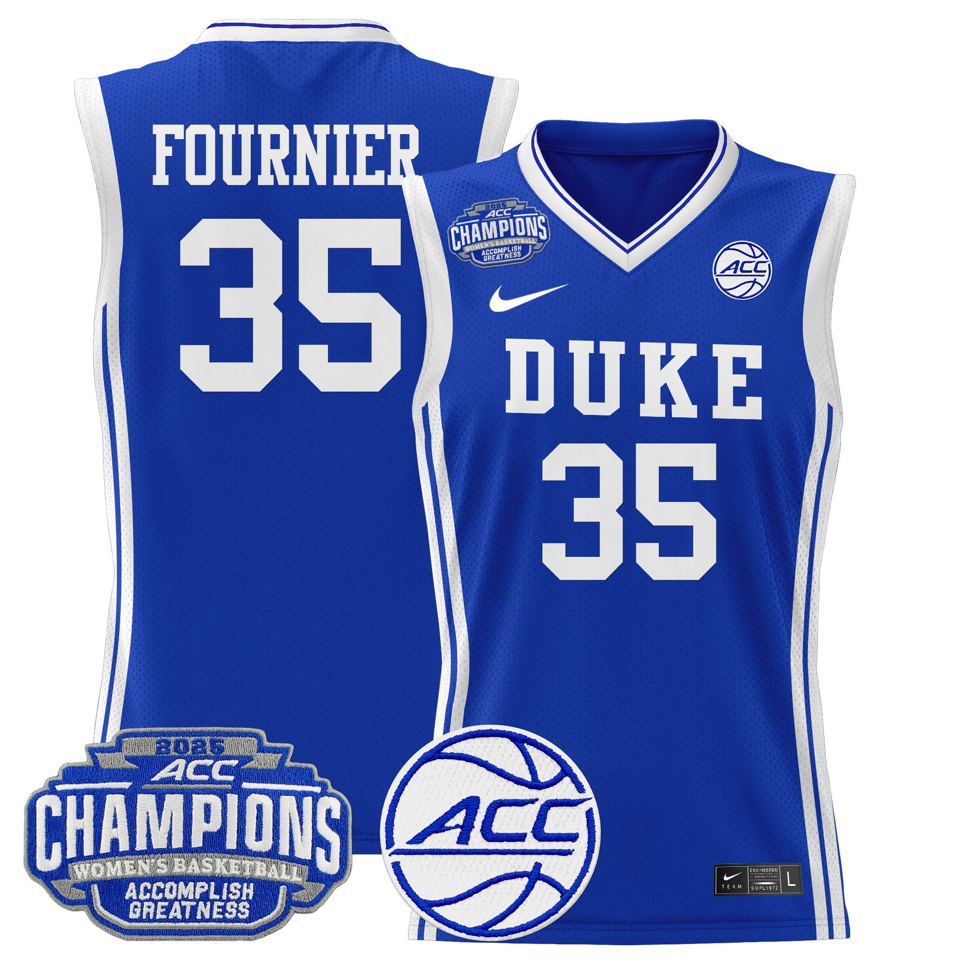 Men's Size - Duke Blue Devils 2025 ACC Women's Conference Tournament Champions Lightweight Basketball Jersey - All Stitched