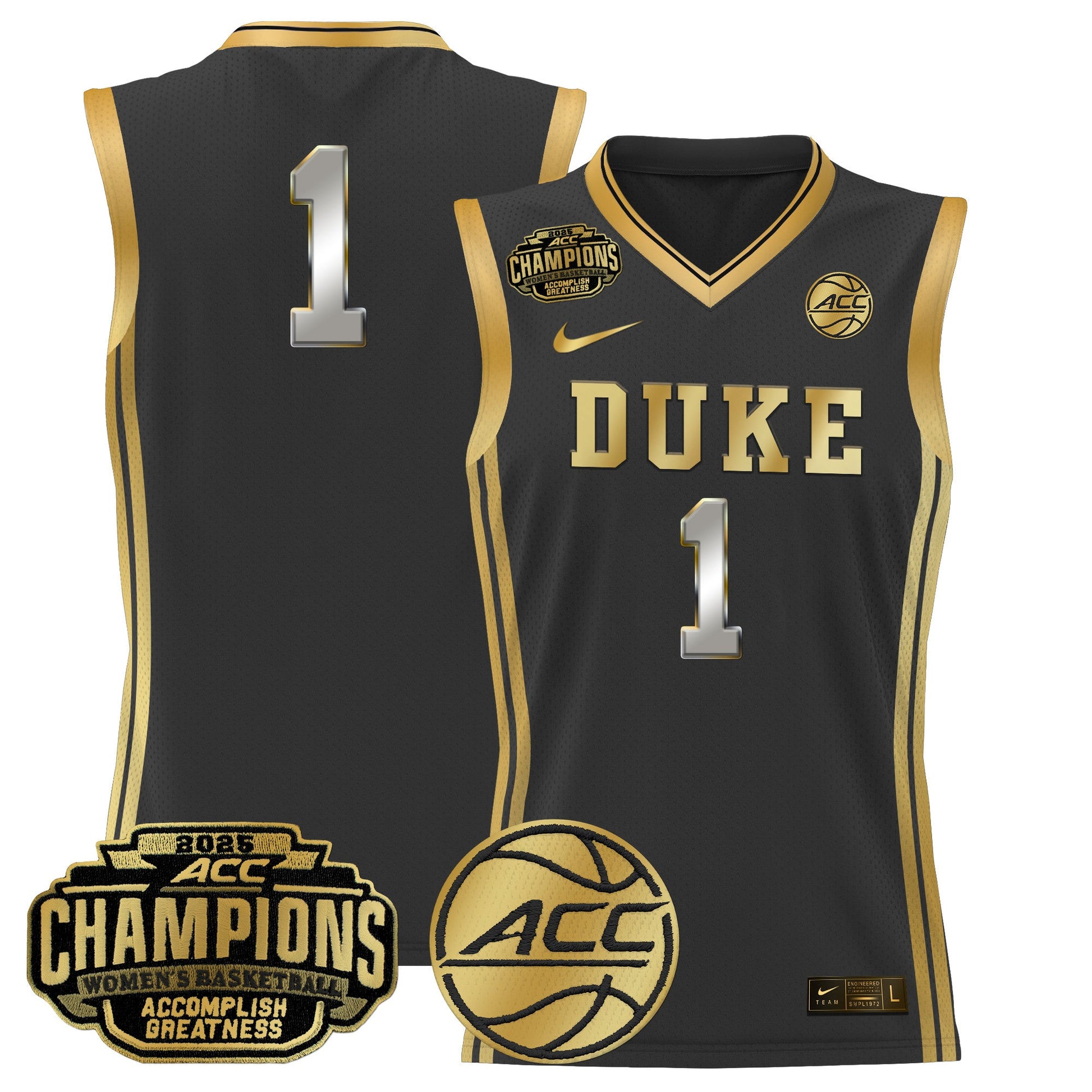 Men's Size - Duke Blue Devils 2025 ACC Women's Conference Tournament Champions Lightweight Basketball Jersey - All Stitched
