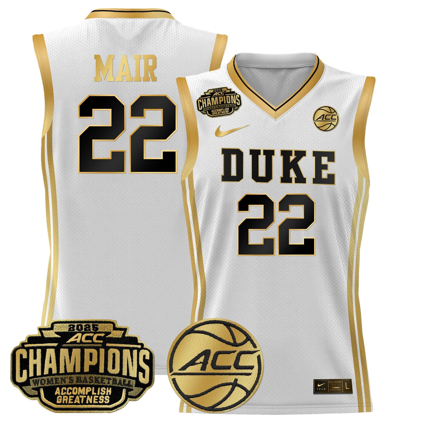 Men's Size - Duke Blue Devils 2025 ACC Women's Conference Tournament Champions Lightweight Basketball Jersey - All Stitched