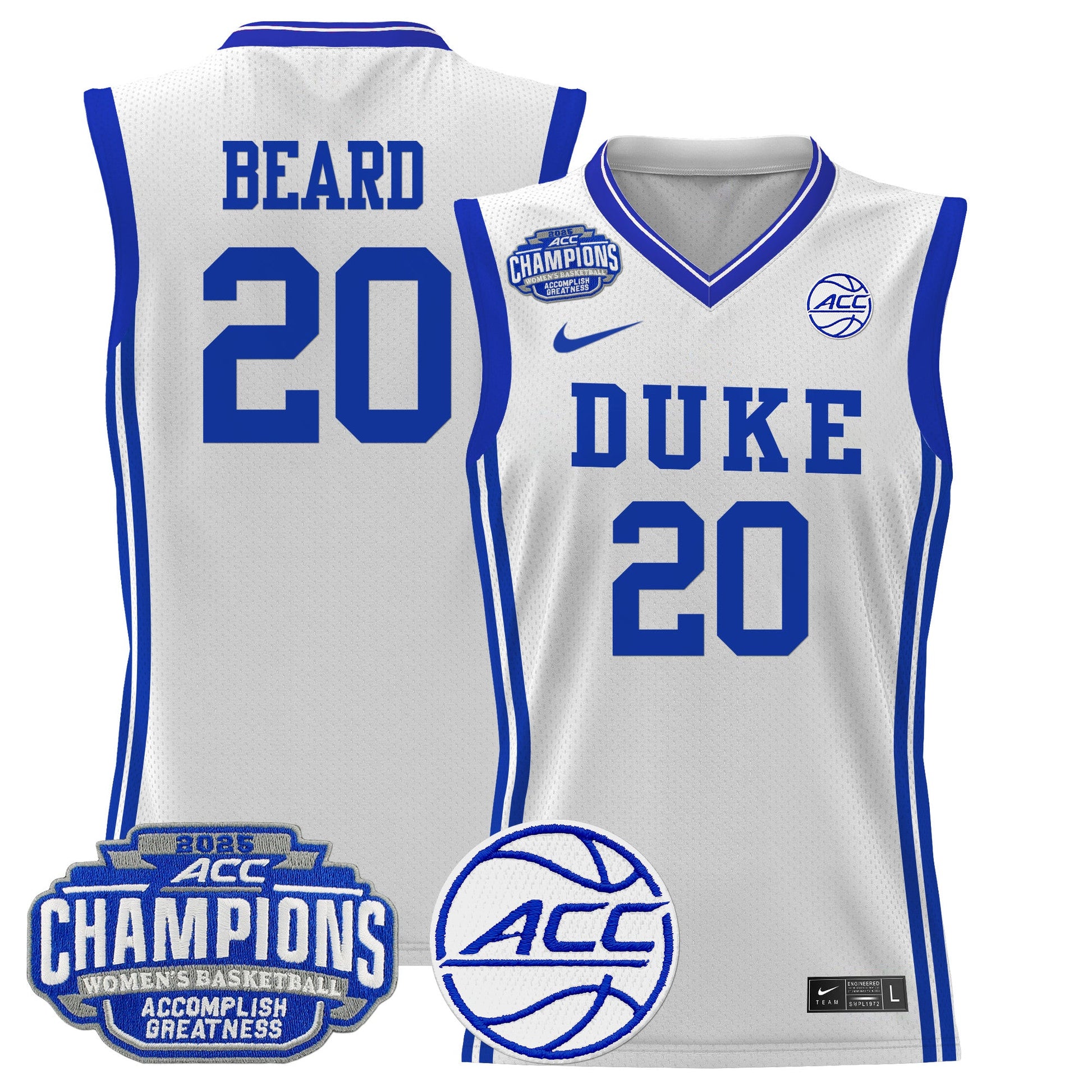 Men's Size - Duke Blue Devils 2025 ACC Women's Conference Tournament Champions Lightweight Basketball Jersey - All Stitched