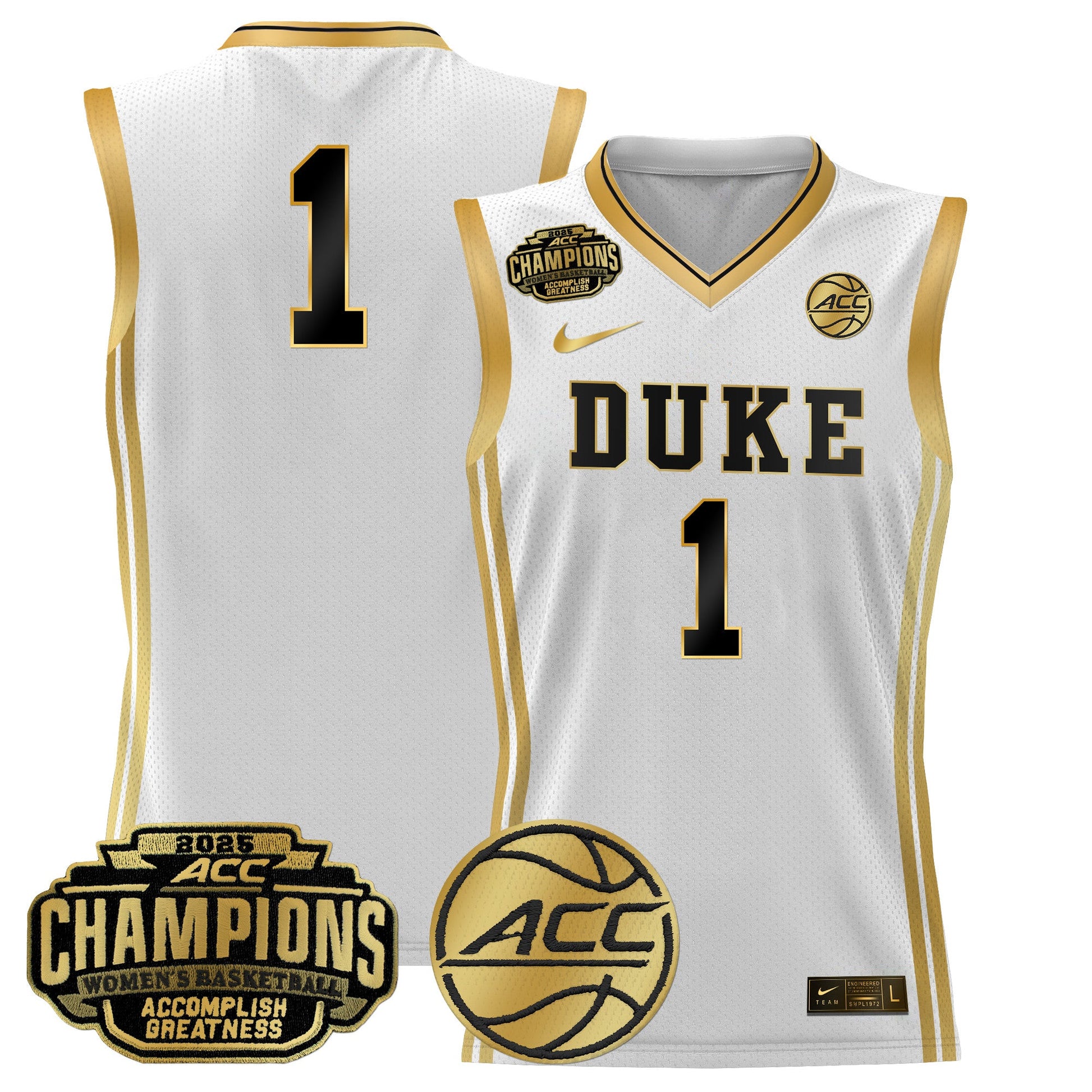 Men's Size - Duke Blue Devils 2025 ACC Women's Conference Tournament Champions Lightweight Basketball Jersey - All Stitched