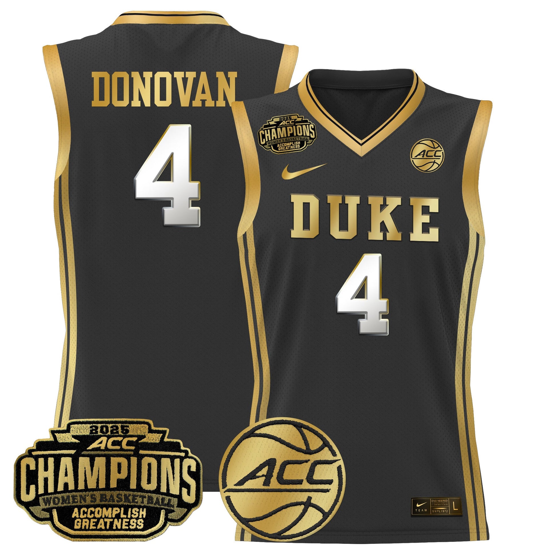 Men's Size - Duke Blue Devils 2025 ACC Women's Conference Tournament Champions Lightweight Basketball Jersey - All Stitched