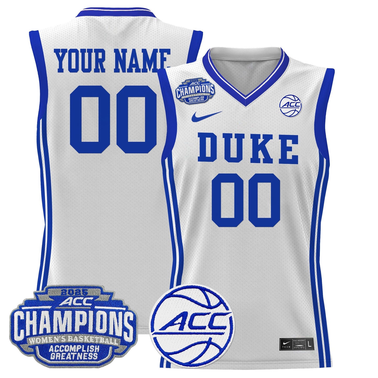 Duke Blue Devils 2025 ACC Women's Conference Tournament Champions Lightweight Basketball Custom Jersey - All Stitched