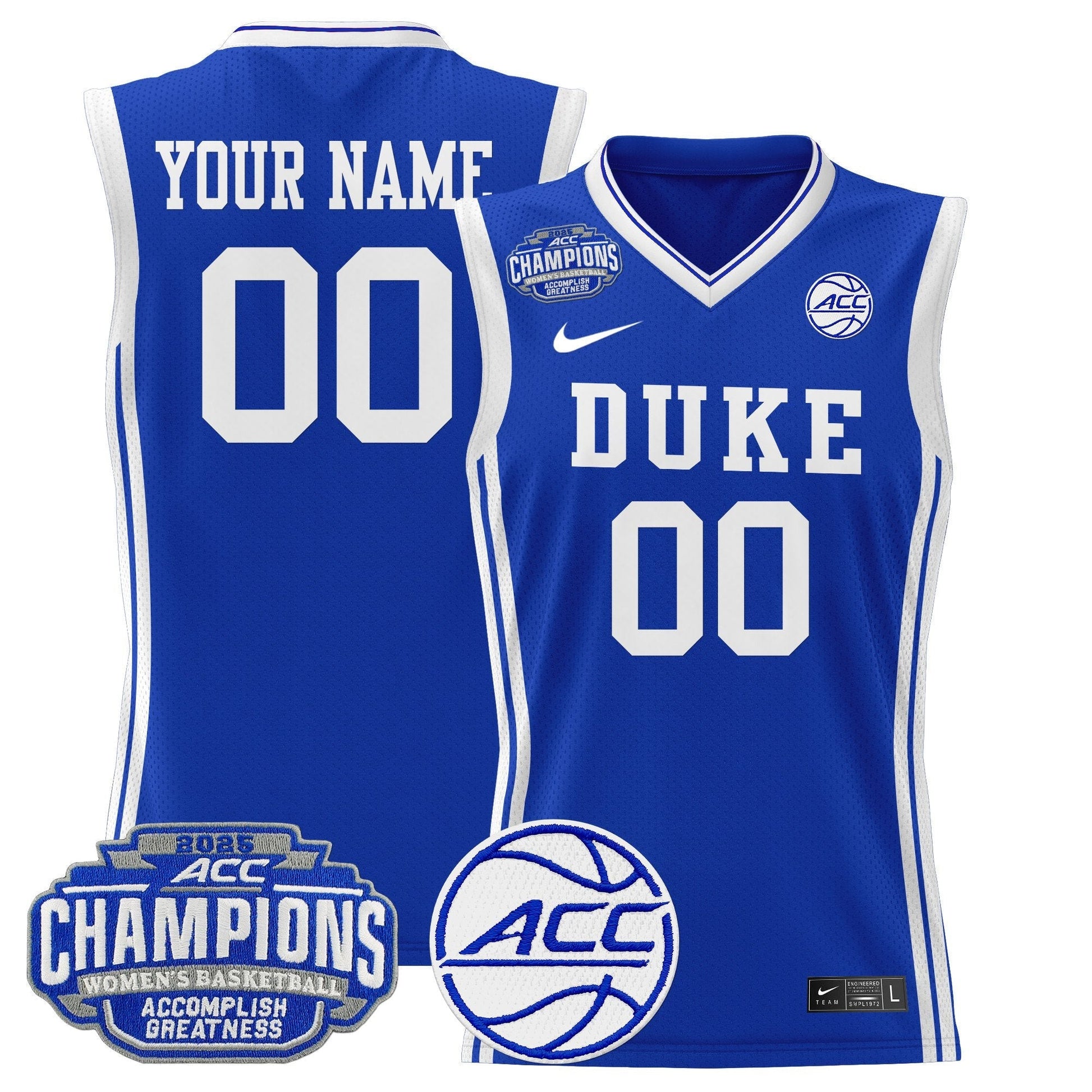 Duke Blue Devils 2025 ACC Women's Conference Tournament Champions Lightweight Basketball Custom Jersey - All Stitched