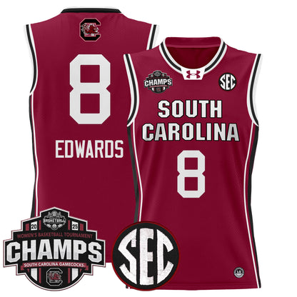 Men's Size - South Carolina Gamecocks 2025 SEC Women's Conference Tournament Champions Lightweight Basketball Jersey - All Stitched