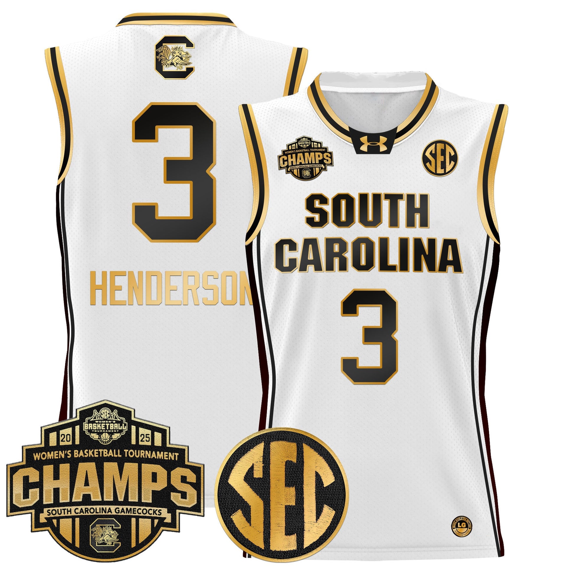 Men's Size - South Carolina Gamecocks 2025 SEC Women's Conference Tournament Champions Lightweight Basketball Jersey - All Stitched