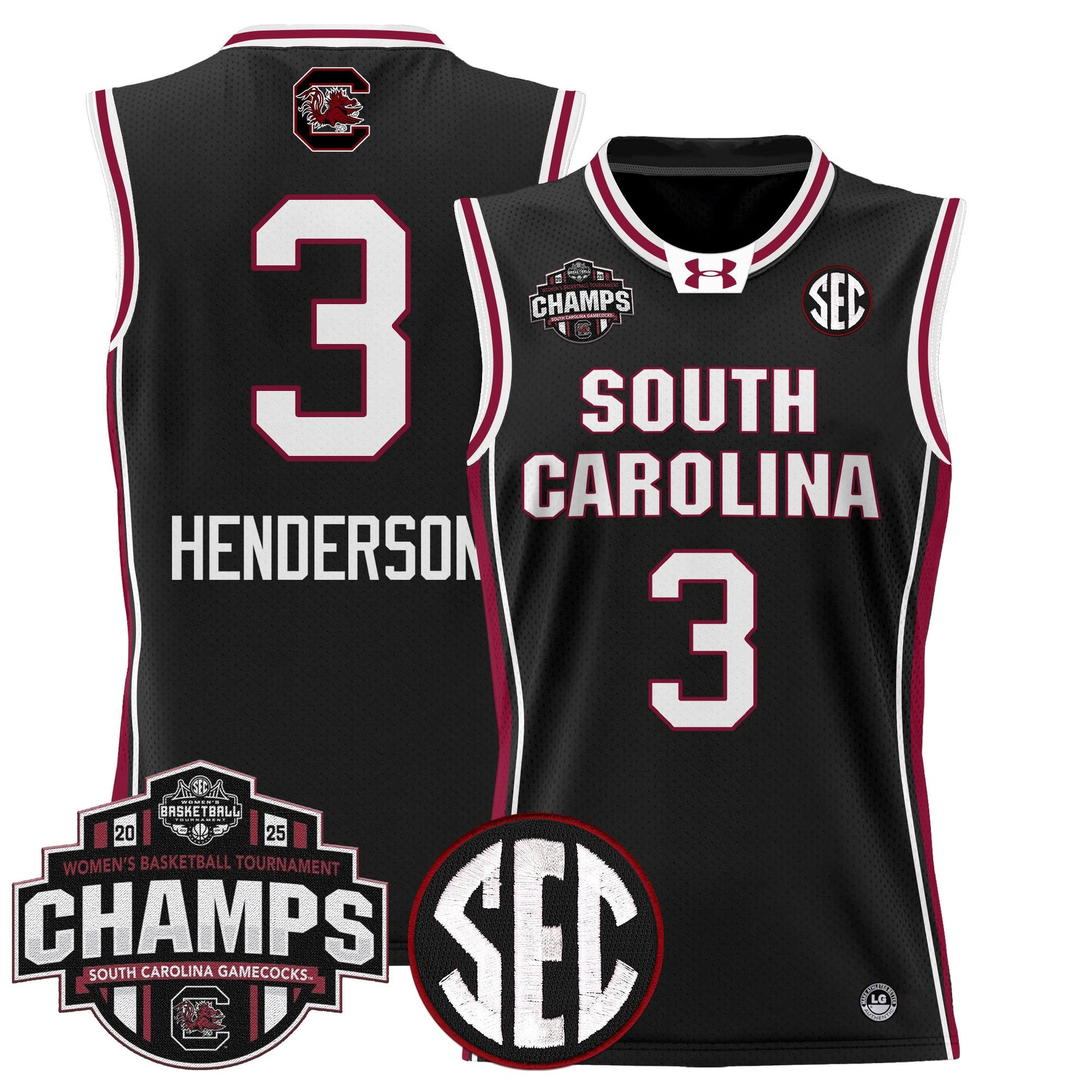 Men's Size - South Carolina Gamecocks 2025 SEC Women's Conference Tournament Champions Lightweight Basketball Jersey - All Stitched