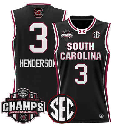 Men's Size - South Carolina Gamecocks 2025 SEC Women's Conference Tournament Champions Lightweight Basketball Jersey - All Stitched