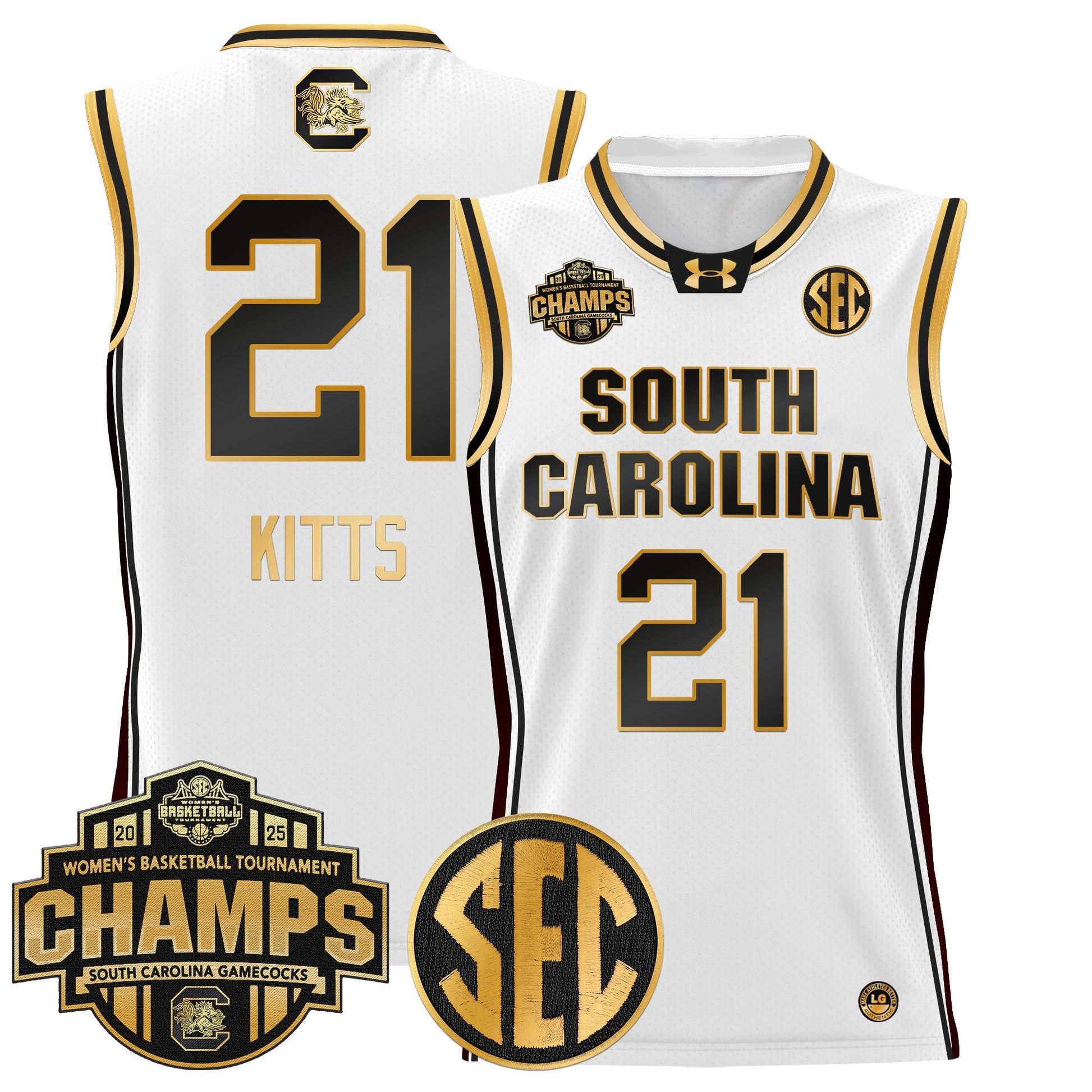 Men's Size - South Carolina Gamecocks 2025 SEC Women's Conference Tournament Champions Lightweight Basketball Jersey - All Stitched