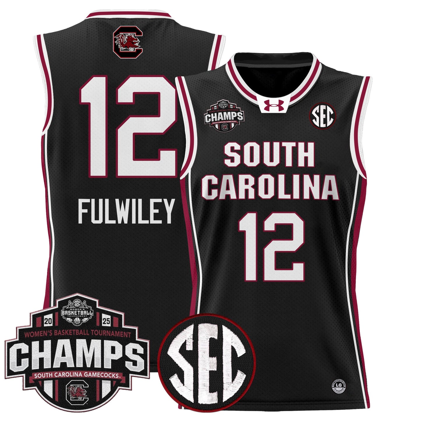 Men's Size - South Carolina Gamecocks 2025 SEC Women's Conference Tournament Champions Lightweight Basketball Jersey - All Stitched