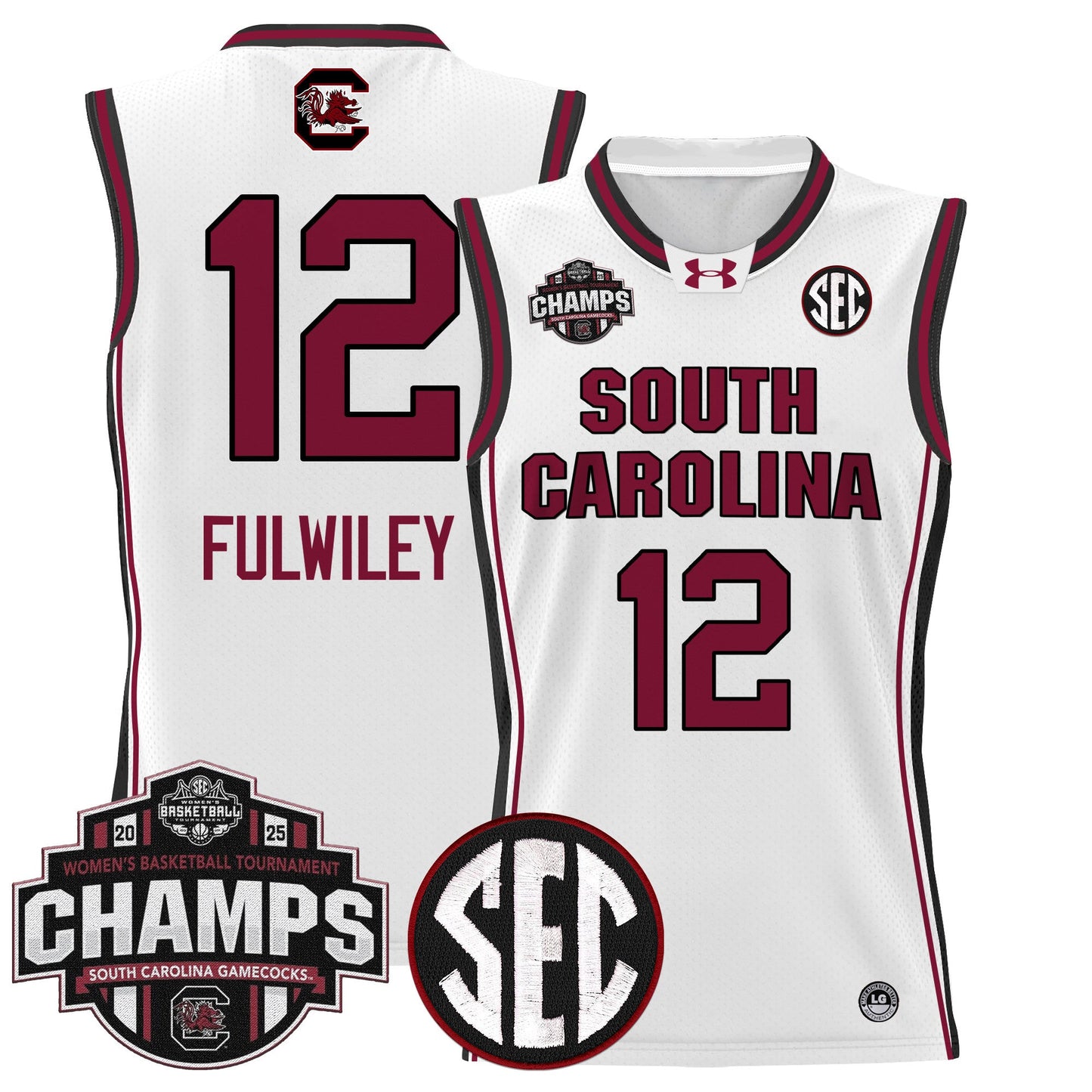 Men's Size - South Carolina Gamecocks 2025 SEC Women's Conference Tournament Champions Lightweight Basketball Jersey - All Stitched