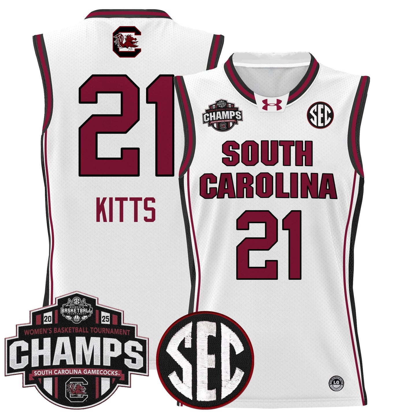Men's Size - South Carolina Gamecocks 2025 SEC Women's Conference Tournament Champions Lightweight Basketball Jersey - All Stitched