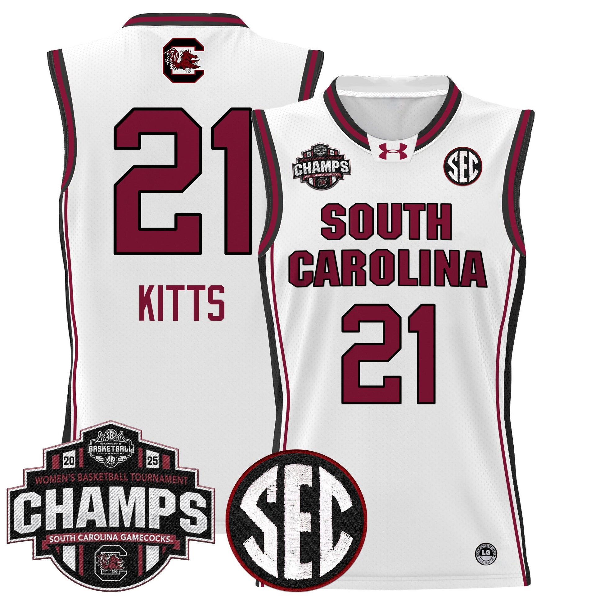 Men's Size - South Carolina Gamecocks 2025 SEC Women's Conference Tournament Champions Lightweight Basketball Jersey - All Stitched
