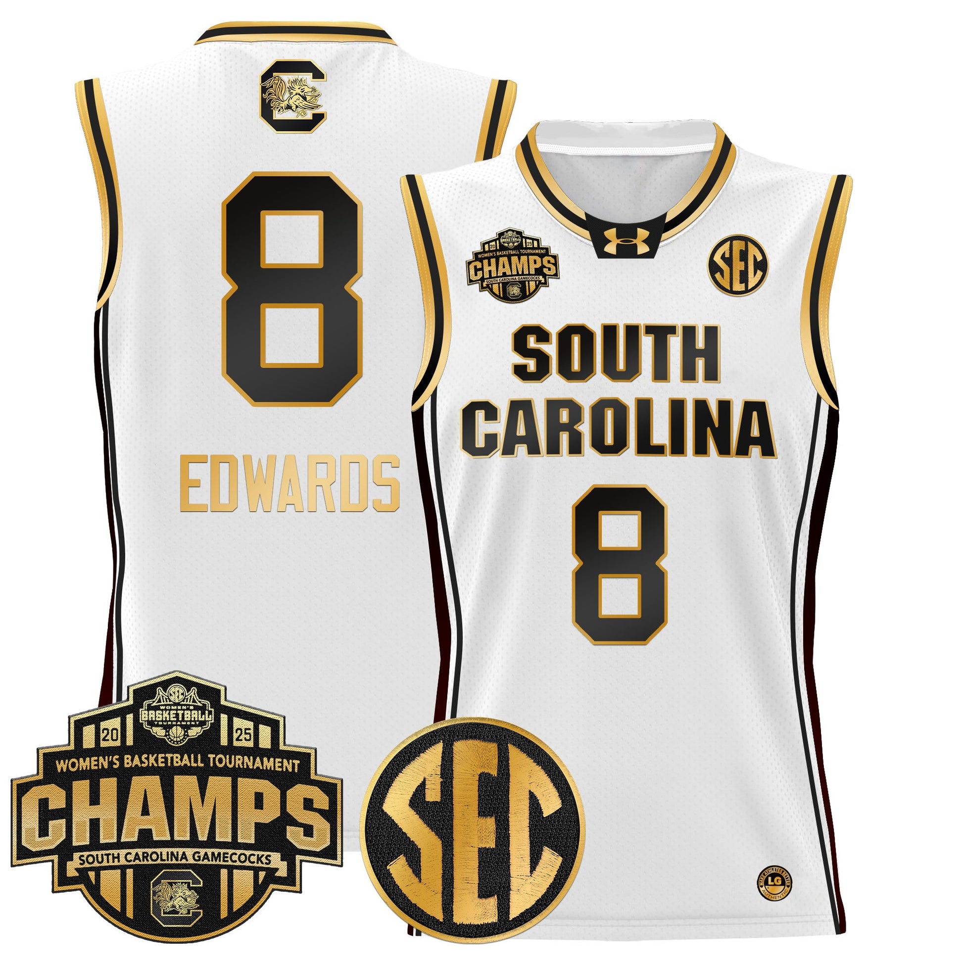 Men's Size - South Carolina Gamecocks 2025 SEC Women's Conference Tournament Champions Lightweight Basketball Jersey - All Stitched