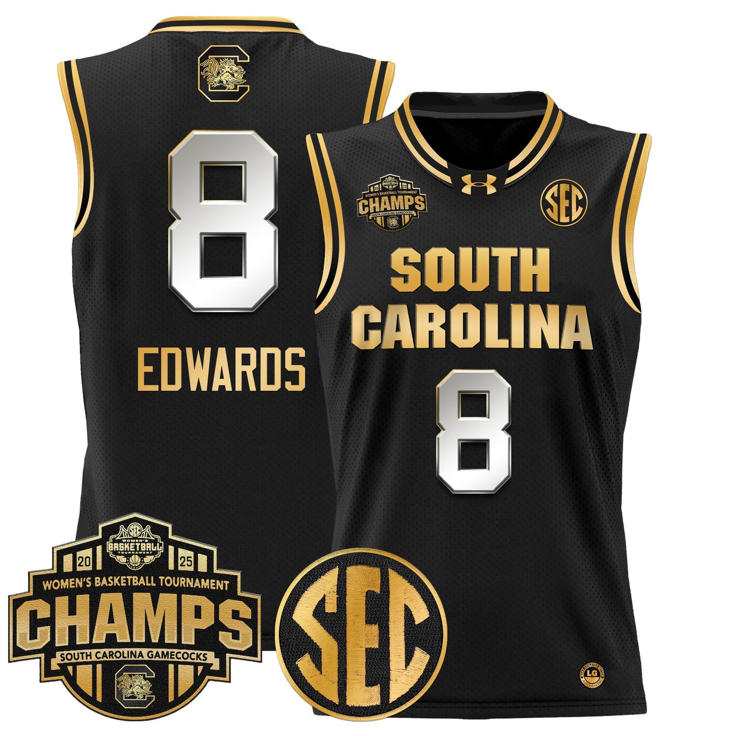 Men's Size - South Carolina Gamecocks 2025 SEC Women's Conference Tournament Champions Lightweight Basketball Jersey - All Stitched
