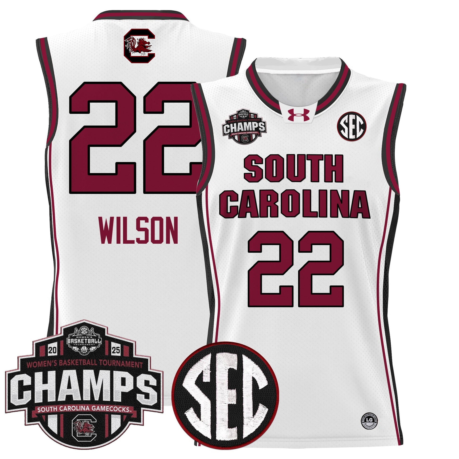 Men's Size - South Carolina Gamecocks 2025 SEC Women's Conference Tournament Champions Lightweight Basketball Jersey - All Stitched