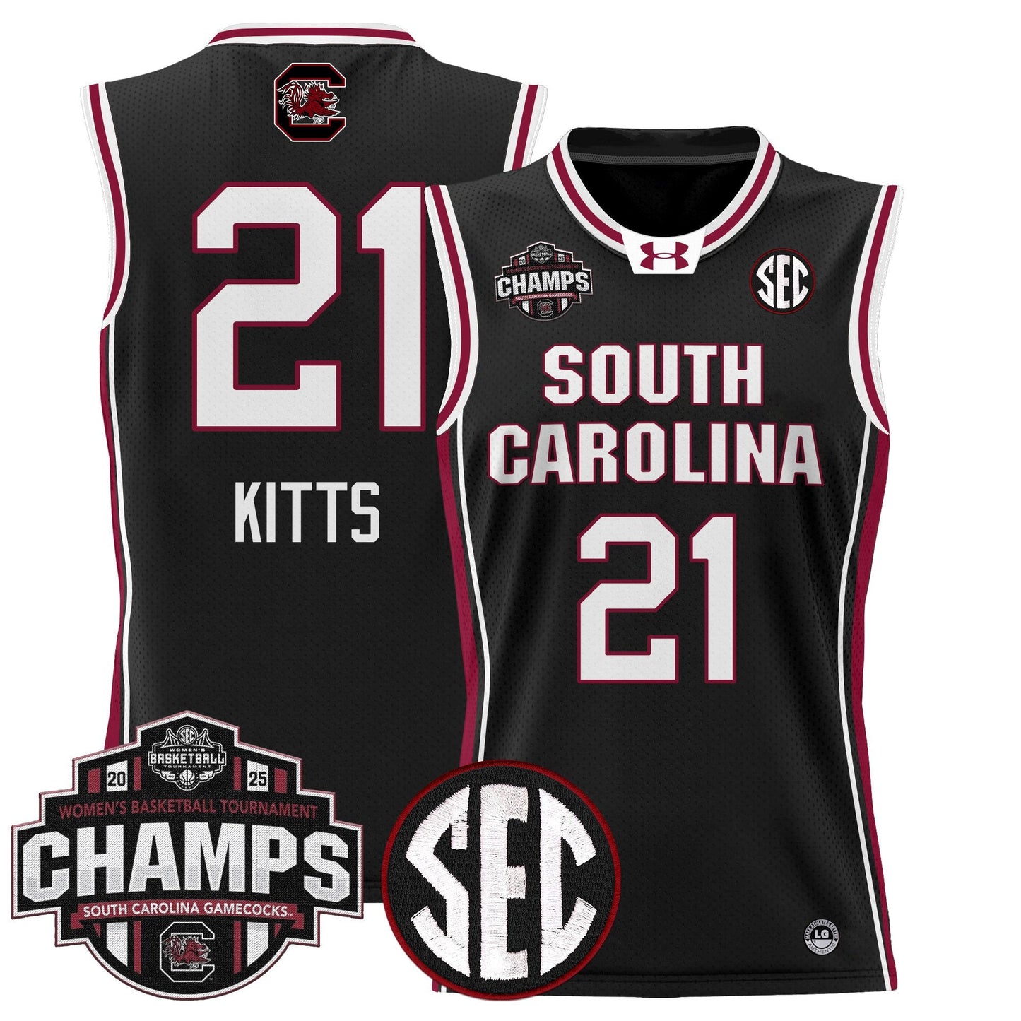 Men's Size - South Carolina Gamecocks 2025 SEC Women's Conference Tournament Champions Lightweight Basketball Jersey - All Stitched