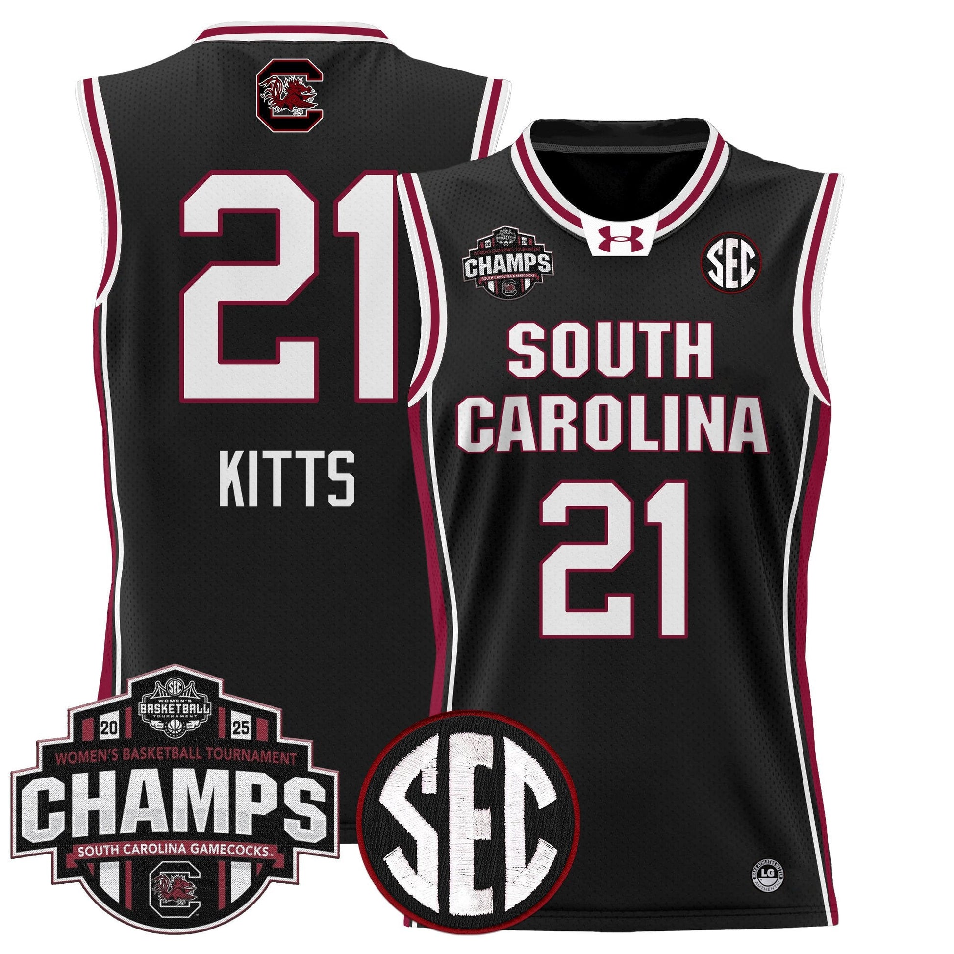 Men's Size - South Carolina Gamecocks 2025 SEC Women's Conference Tournament Champions Lightweight Basketball Jersey - All Stitched