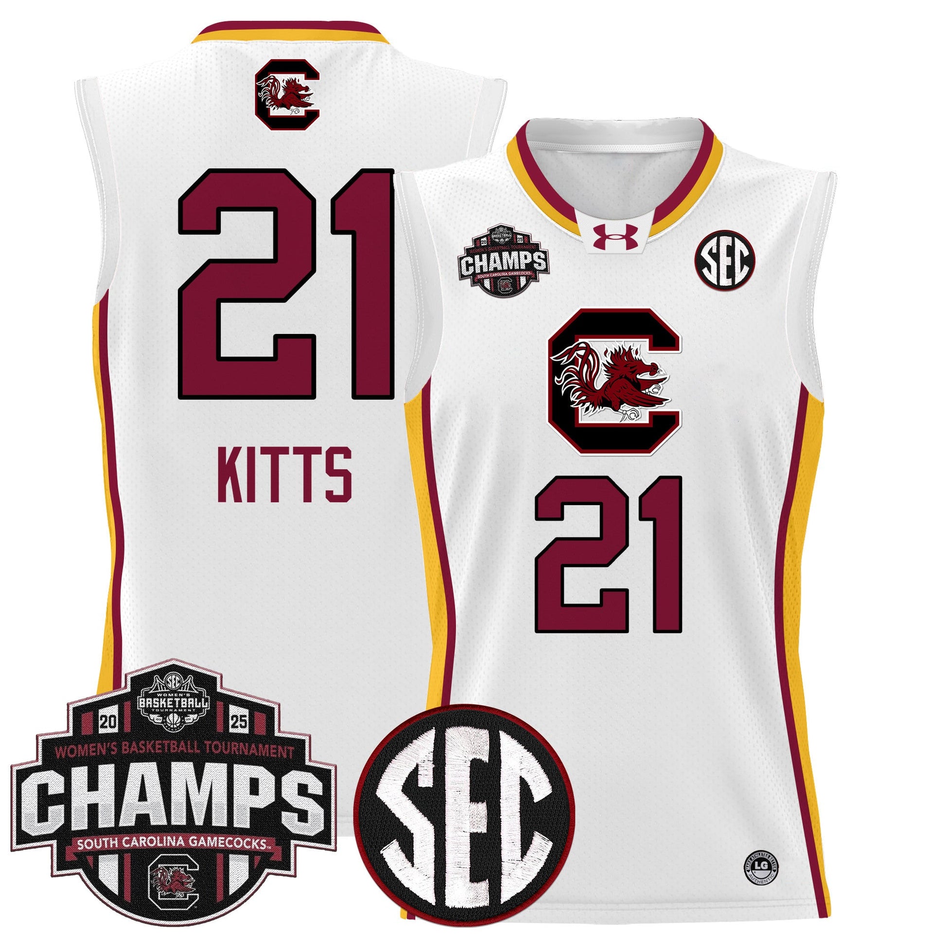 Men's Size - South Carolina Gamecocks 2025 SEC Women's Conference Tournament Champions Lightweight Basketball Jersey - All Stitched