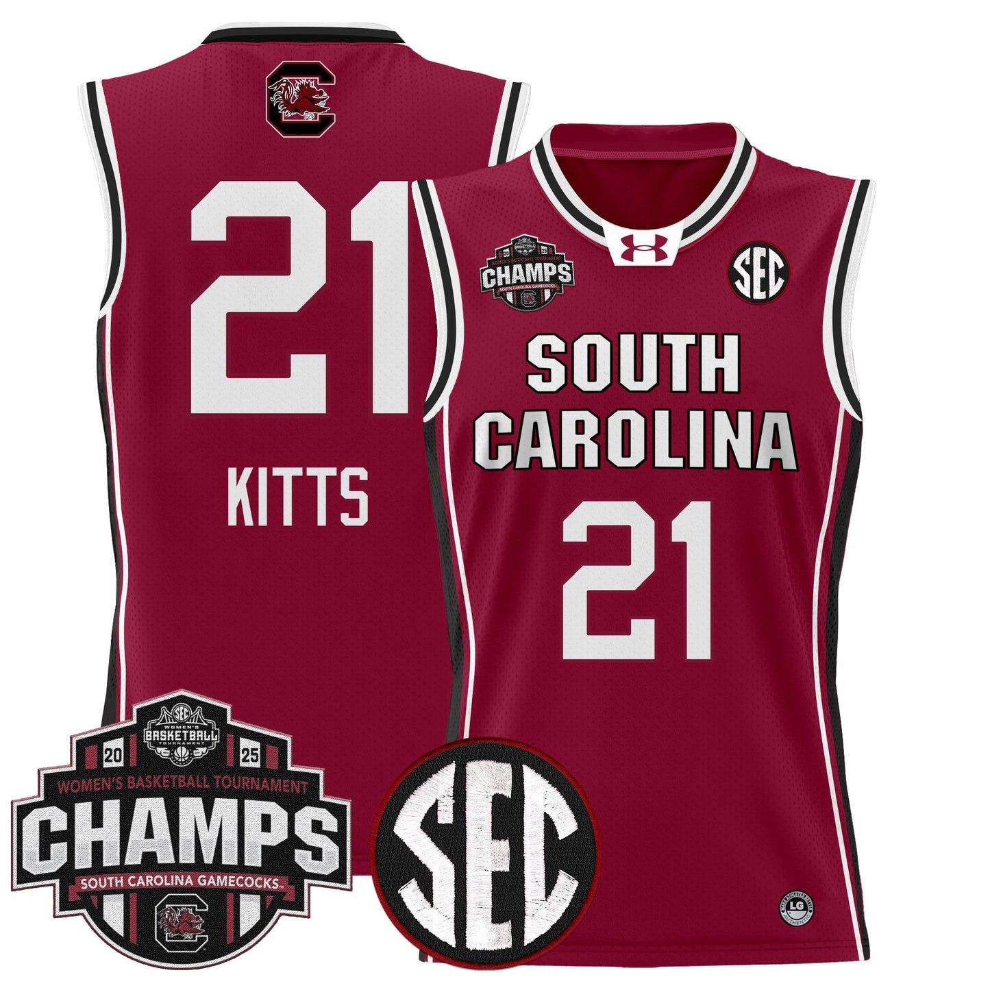 Men's Size - South Carolina Gamecocks 2025 SEC Women's Conference Tournament Champions Lightweight Basketball Jersey - All Stitched