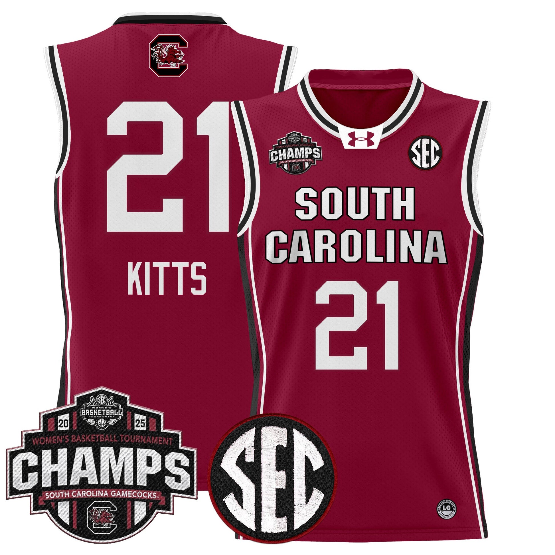 Men's Size - South Carolina Gamecocks 2025 SEC Women's Conference Tournament Champions Lightweight Basketball Jersey - All Stitched