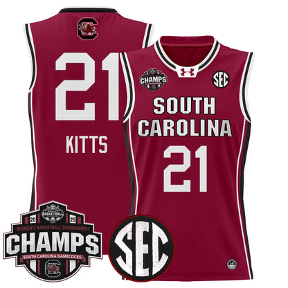 Men's Size - South Carolina Gamecocks 2025 SEC Women's Conference Tournament Champions Lightweight Basketball Jersey - All Stitched