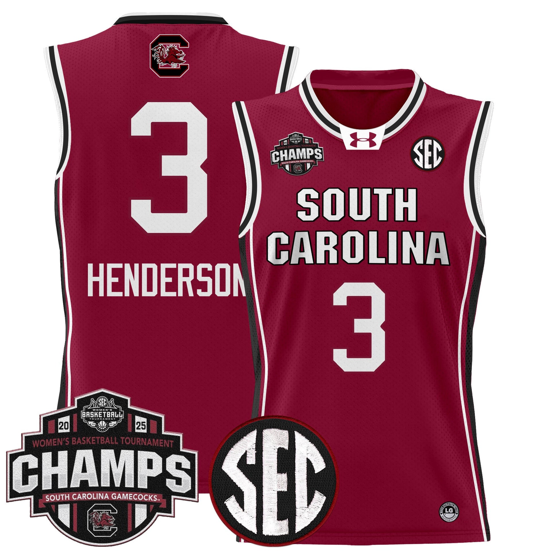 Men's Size - South Carolina Gamecocks 2025 SEC Women's Conference Tournament Champions Lightweight Basketball Jersey - All Stitched