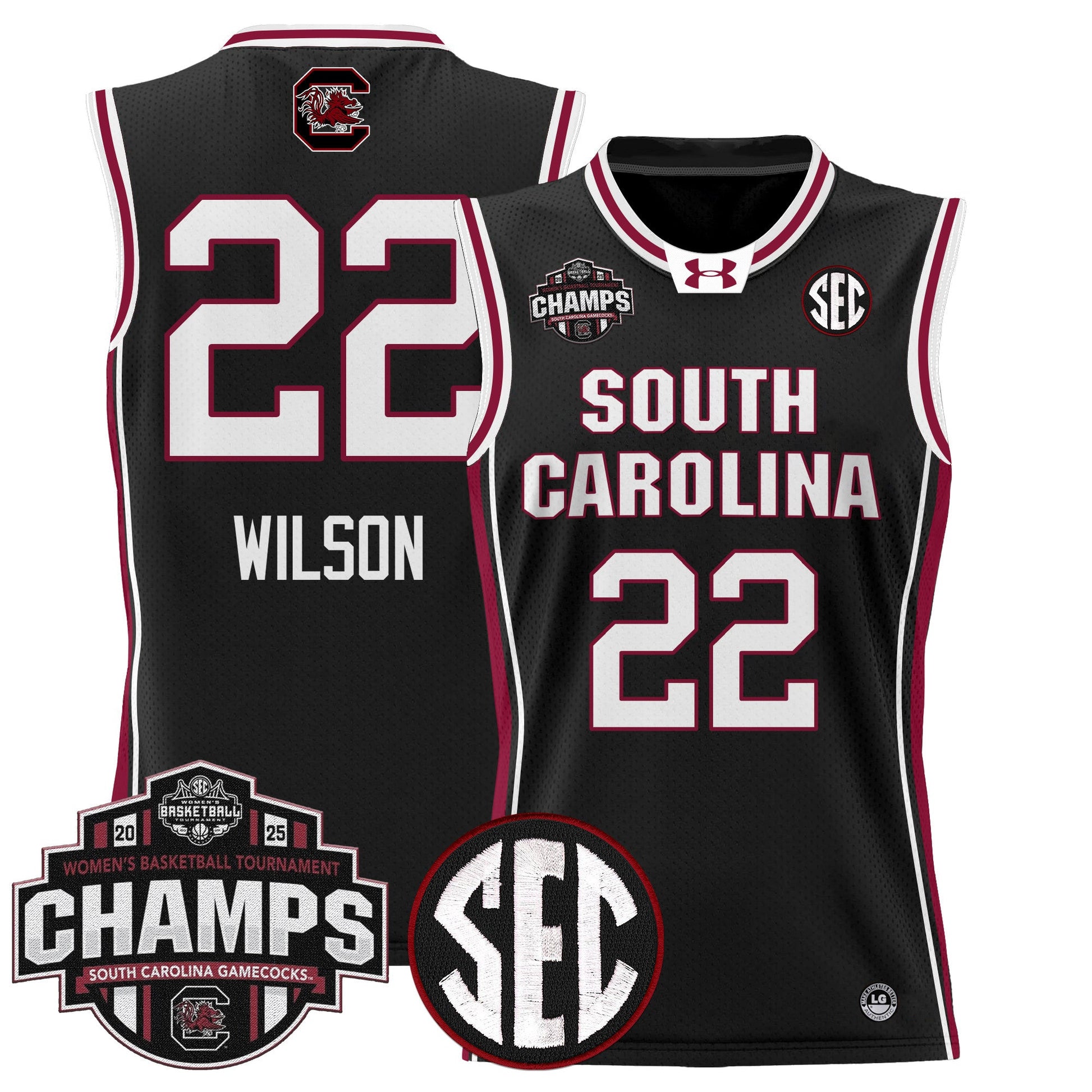 Men's Size - South Carolina Gamecocks 2025 SEC Women's Conference Tournament Champions Lightweight Basketball Jersey - All Stitched