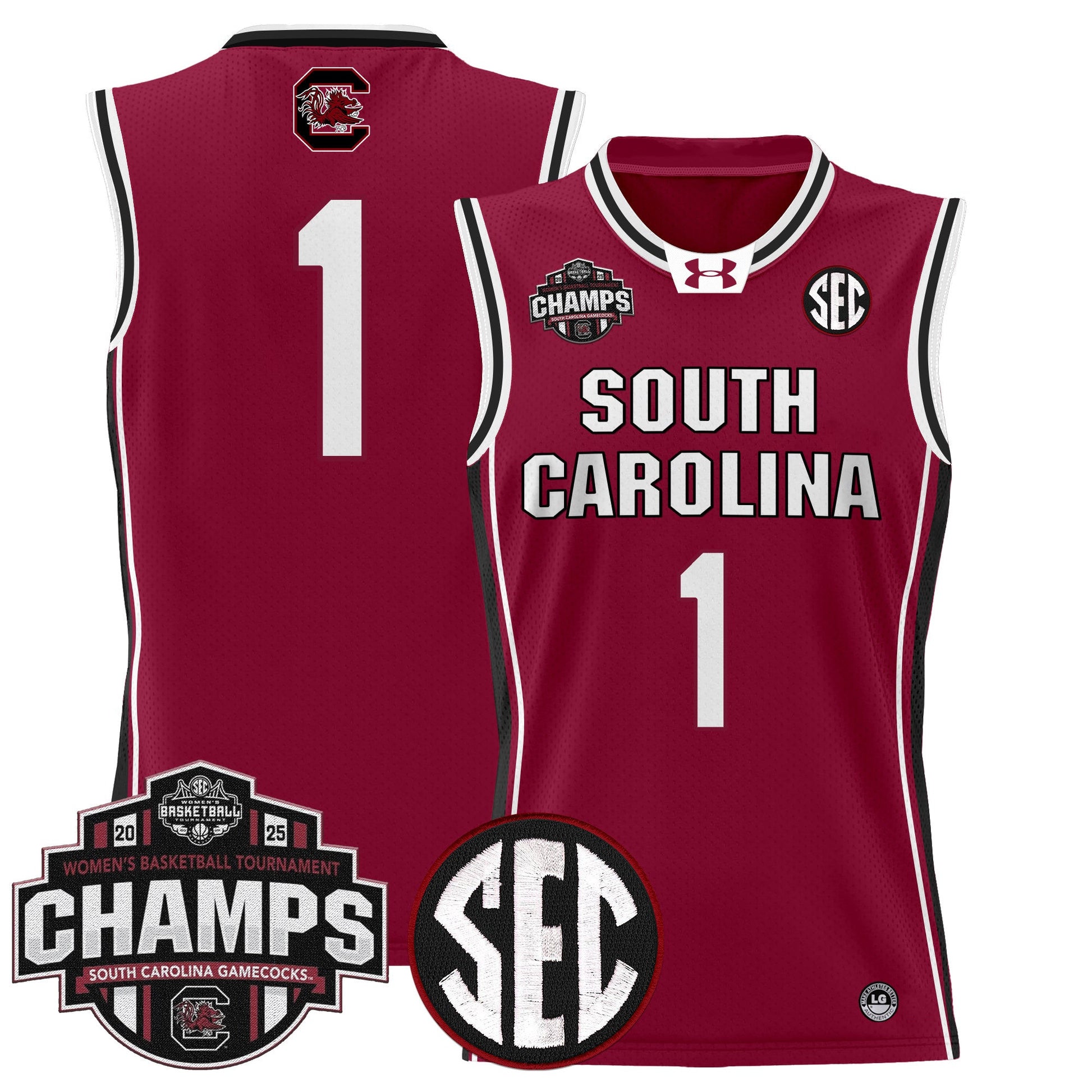 Men's Size - South Carolina Gamecocks 2025 SEC Women's Conference Tournament Champions Lightweight Basketball Jersey - All Stitched