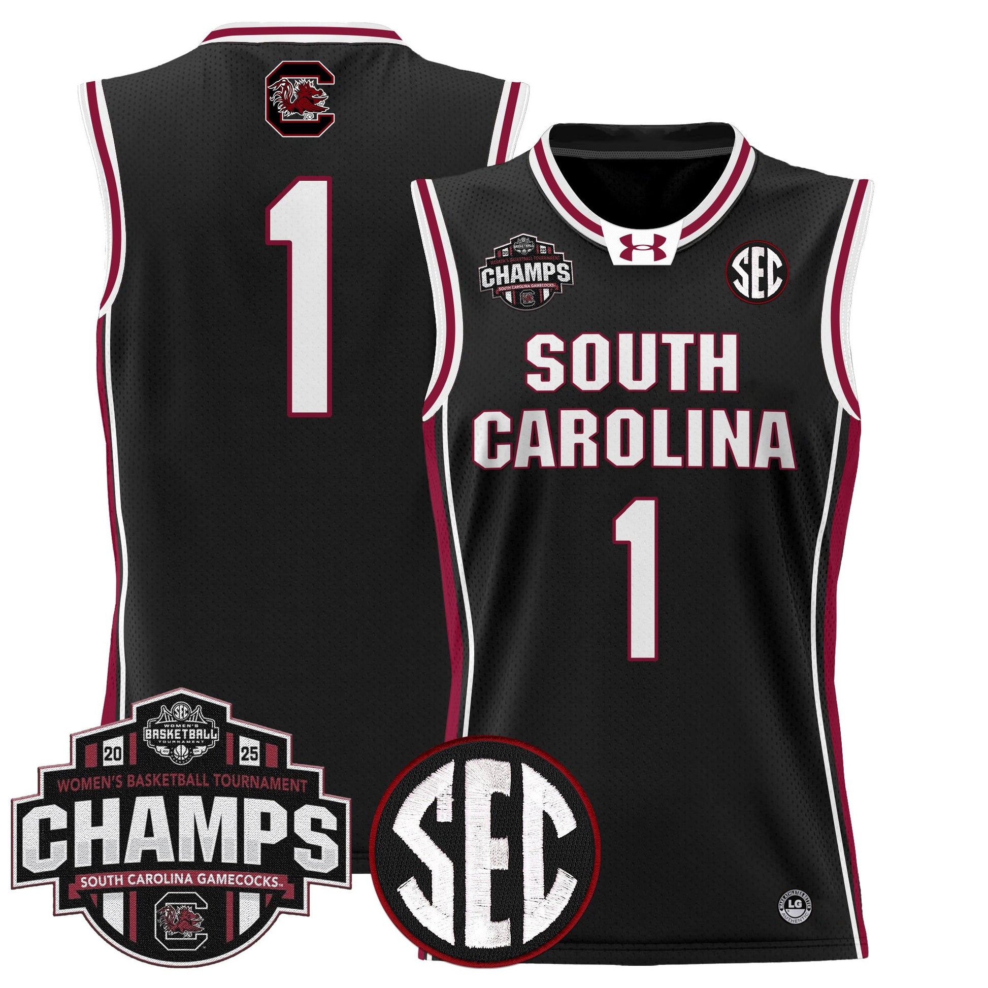 Men's Size - South Carolina Gamecocks 2025 SEC Women's Conference Tournament Champions Lightweight Basketball Jersey - All Stitched