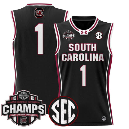 Men's Size - South Carolina Gamecocks 2025 SEC Women's Conference Tournament Champions Lightweight Basketball Jersey - All Stitched