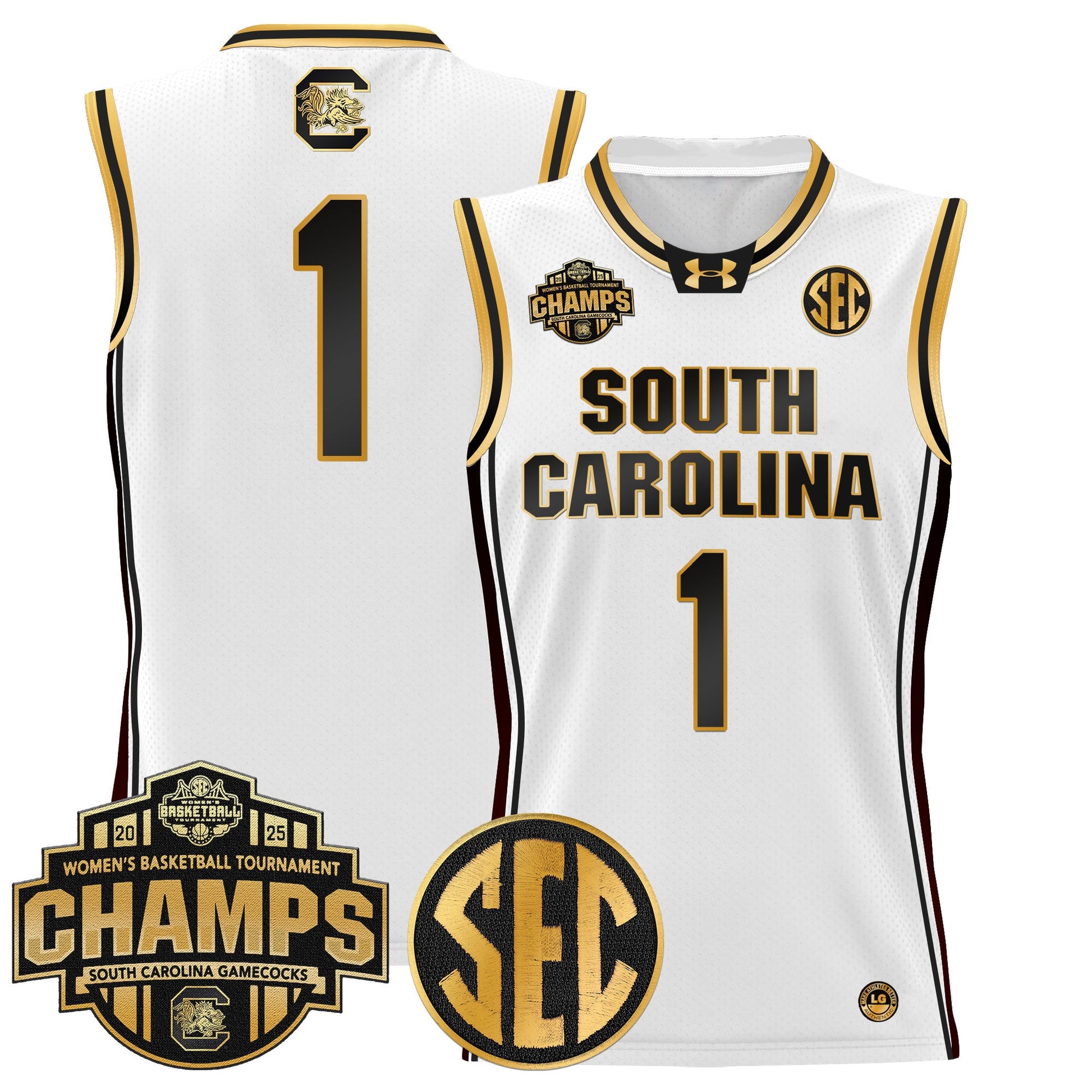 Men's Size - South Carolina Gamecocks 2025 SEC Women's Conference Tournament Champions Lightweight Basketball Jersey - All Stitched