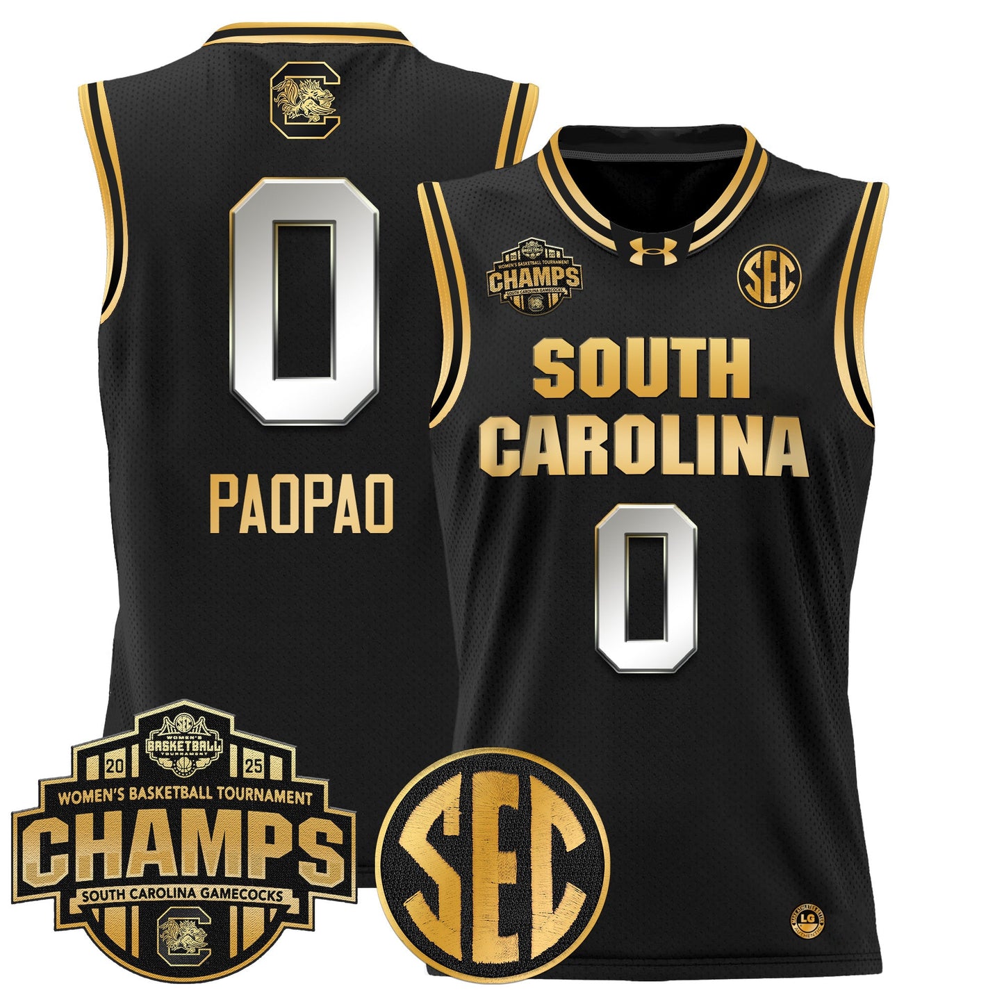 Men's Size - South Carolina Gamecocks 2025 SEC Women's Conference Tournament Champions Lightweight Basketball Jersey - All Stitched