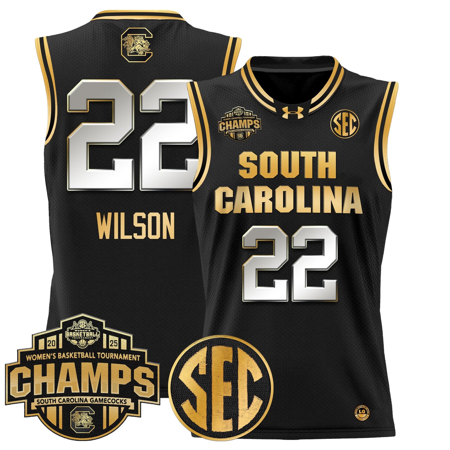 Men's Size - South Carolina Gamecocks 2025 SEC Women's Conference Tournament Champions Lightweight Basketball Jersey - All Stitched