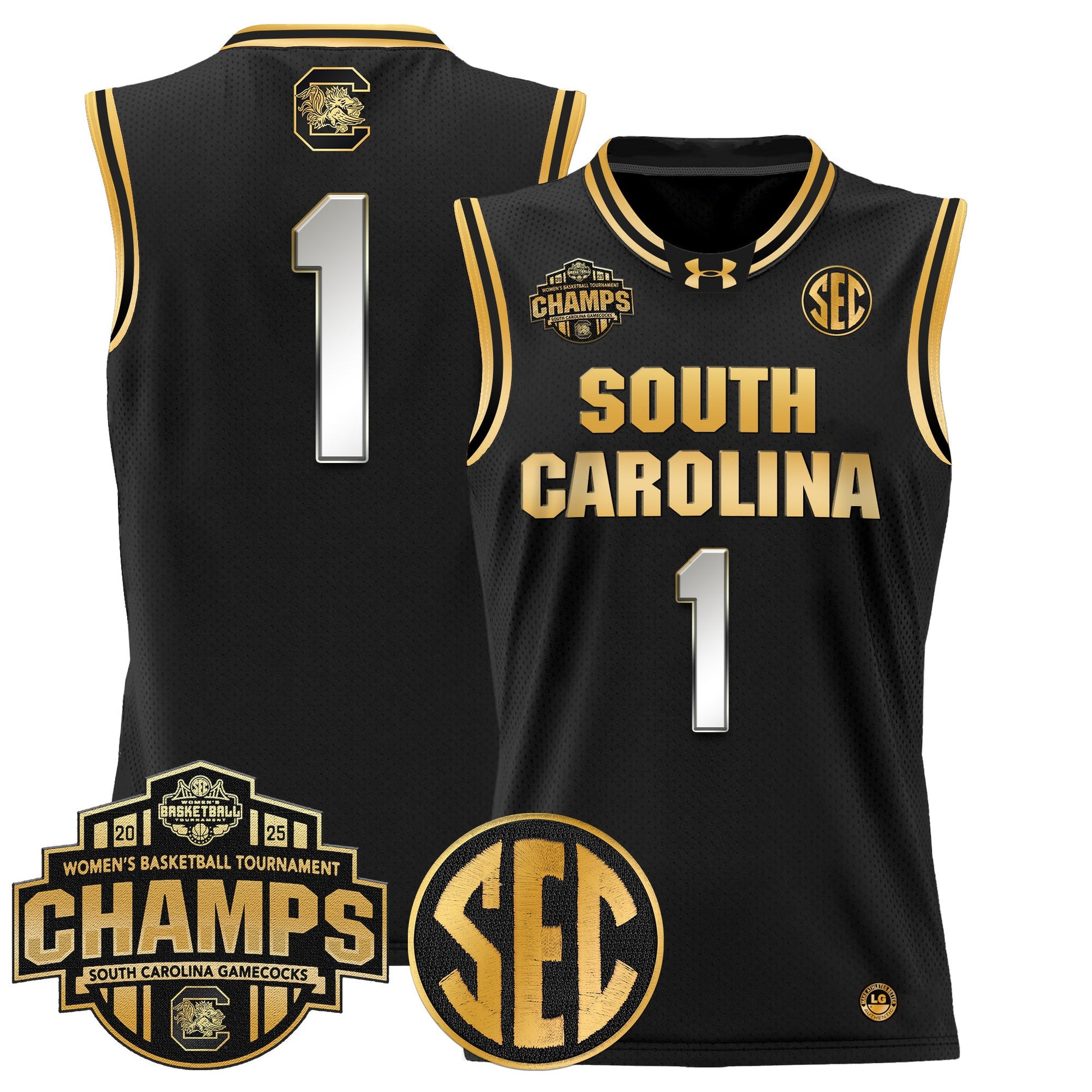 Men's Size - South Carolina Gamecocks 2025 SEC Women's Conference Tournament Champions Lightweight Basketball Jersey - All Stitched
