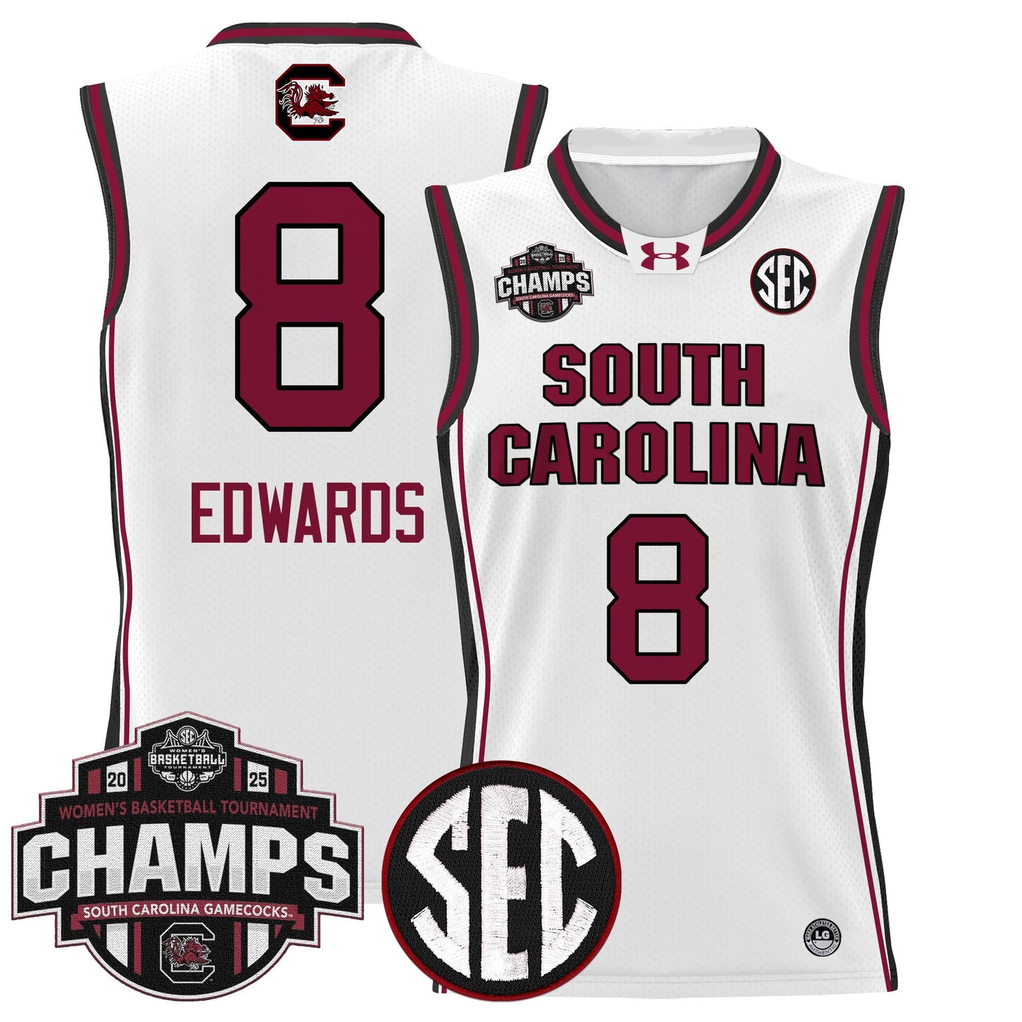 Men's Size - South Carolina Gamecocks 2025 SEC Women's Conference Tournament Champions Lightweight Basketball Jersey - All Stitched