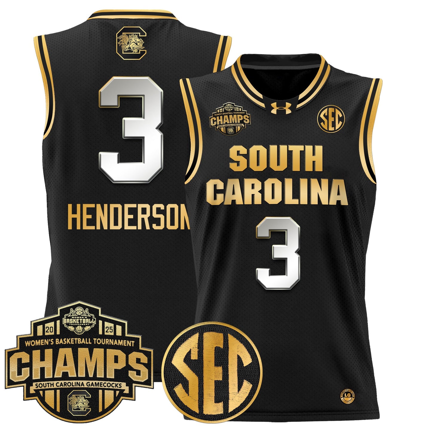 Men's Size - South Carolina Gamecocks 2025 SEC Women's Conference Tournament Champions Lightweight Basketball Jersey - All Stitched