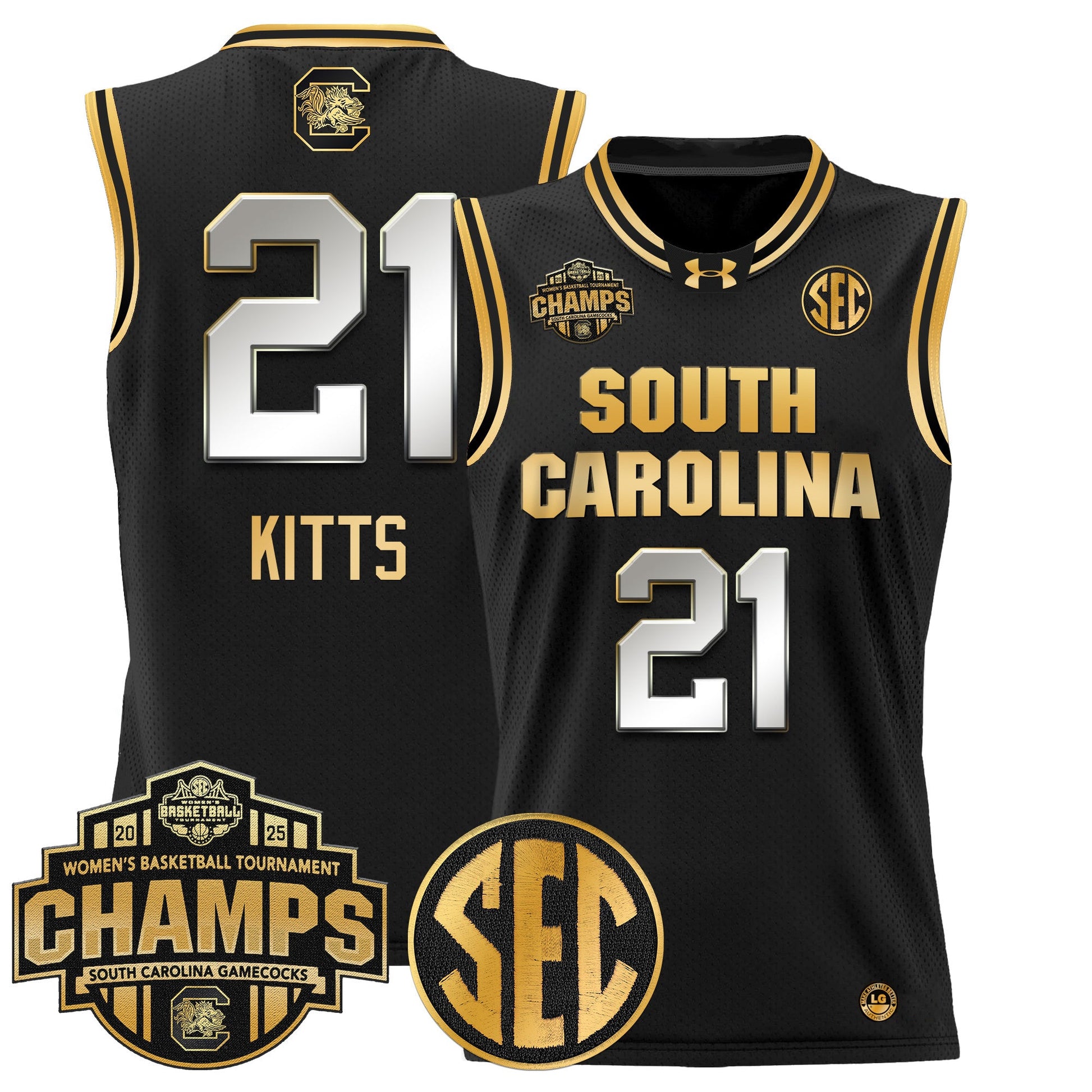Men's Size - South Carolina Gamecocks 2025 SEC Women's Conference Tournament Champions Lightweight Basketball Jersey - All Stitched