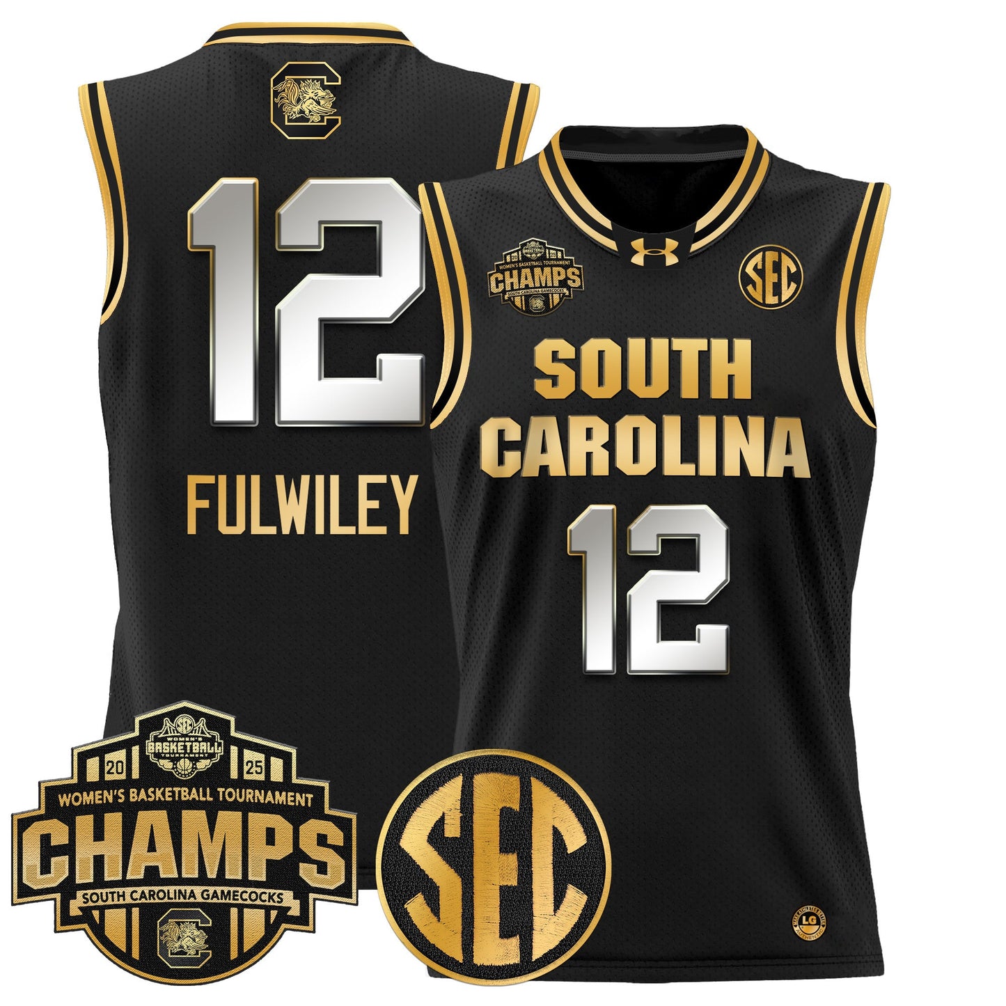 Men's Size - South Carolina Gamecocks 2025 SEC Women's Conference Tournament Champions Lightweight Basketball Jersey - All Stitched