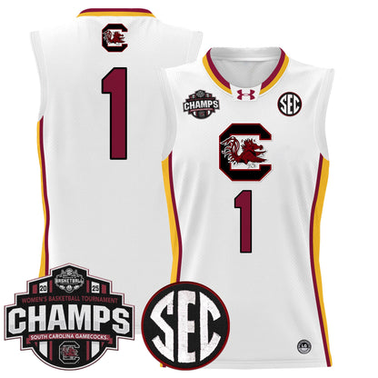 Men's Size - South Carolina Gamecocks 2025 SEC Women's Conference Tournament Champions Lightweight Basketball Jersey - All Stitched