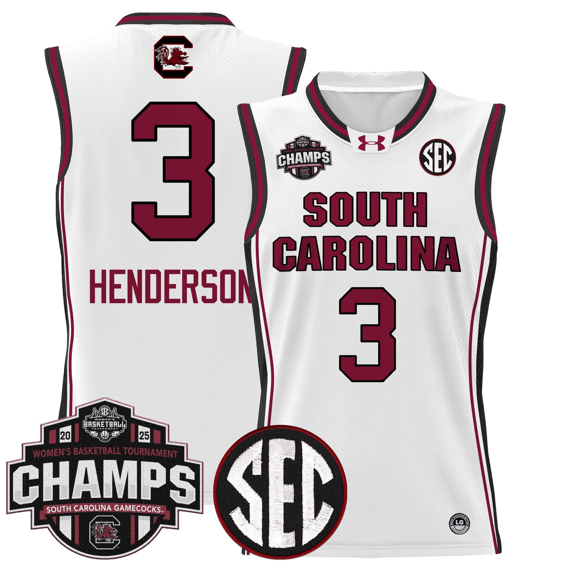 Men's Size - South Carolina Gamecocks 2025 SEC Women's Conference Tournament Champions Lightweight Basketball Jersey - All Stitched