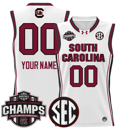 South Carolina Gamecocks 2025 SEC Women's Conference Tournament Champions Lightweight Basketball Custom Jersey - All Stitched