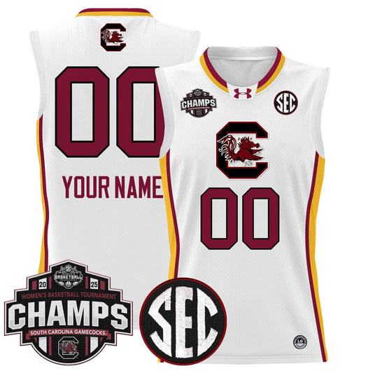 South Carolina Gamecocks 2025 SEC Women's Conference Tournament Champions Lightweight Basketball Custom Jersey - All Stitched