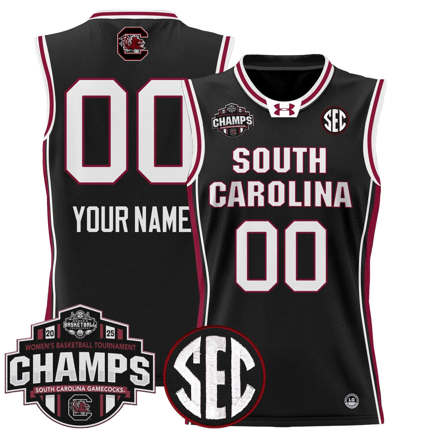 South Carolina Gamecocks 2025 SEC Women's Conference Tournament Champions Lightweight Basketball Custom Jersey - All Stitched