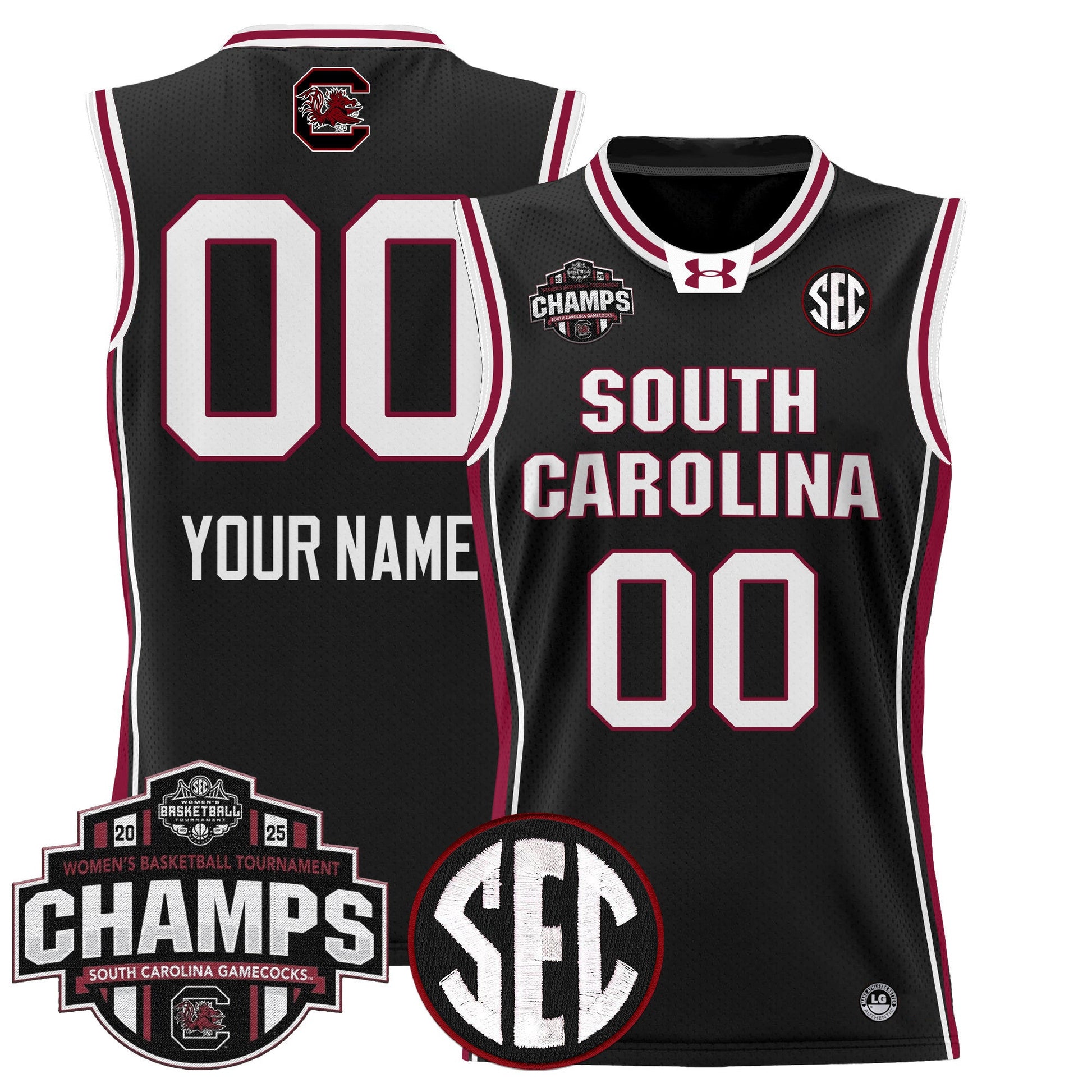 South Carolina Gamecocks 2025 SEC Women's Conference Tournament Champions Lightweight Basketball Custom Jersey - All Stitched