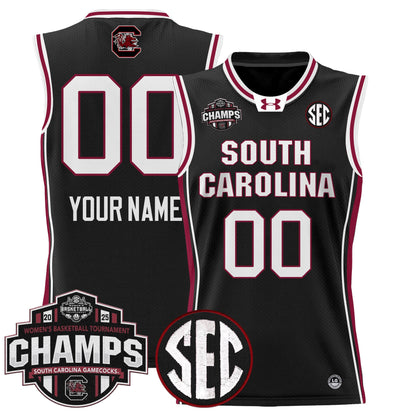 South Carolina Gamecocks 2025 SEC Women's Conference Tournament Champions Lightweight Basketball Custom Jersey - All Stitched
